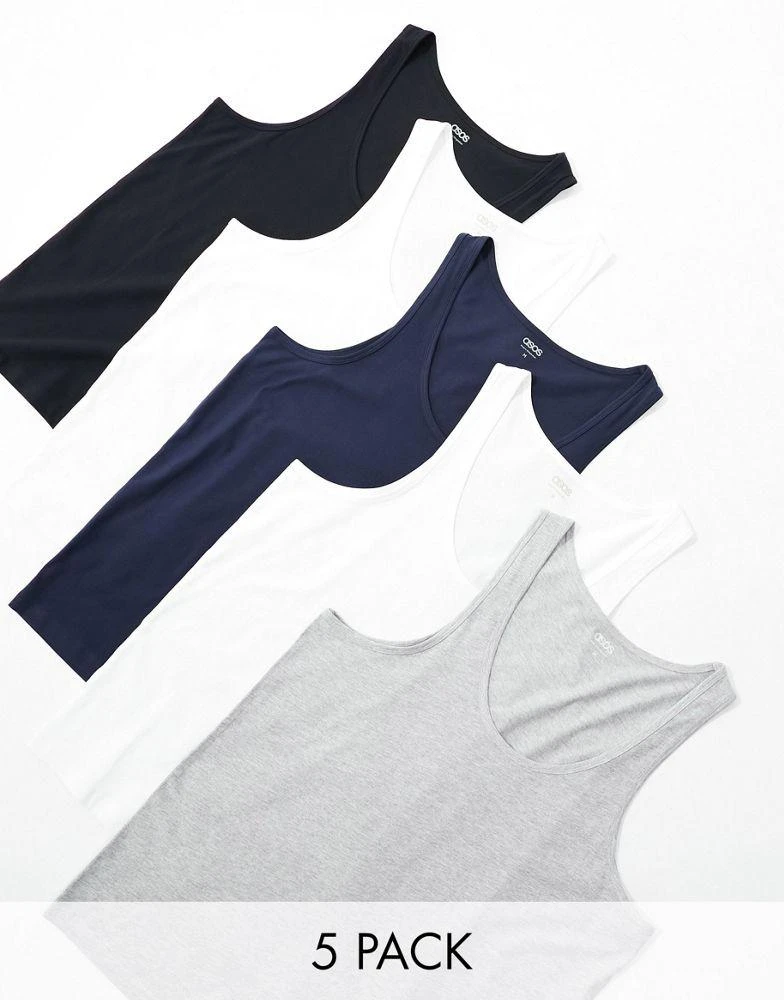 ASOS ASOS DESIGN 5 pack vests in multiple colours 1