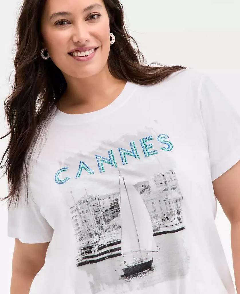 On 34th Trendy Plus Size Cannes Print T-Shirt, Exclusively at Macy's 3