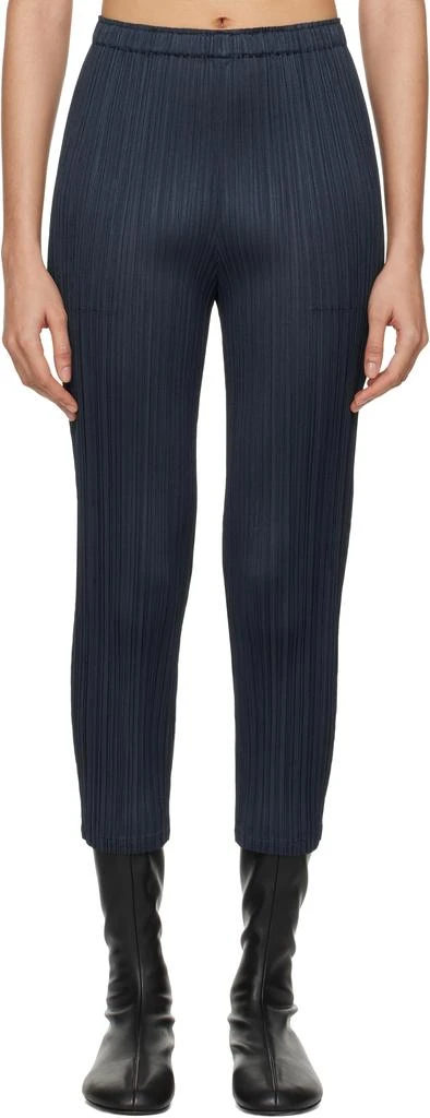 Pleats Please Navy Wormhole Trousers 1