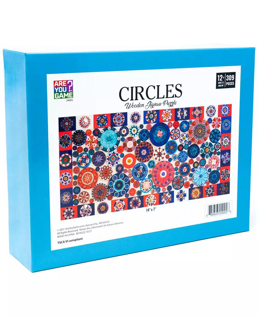 AreYouGame Wooden Jigsaw Puzzle Circles, 309 Pieces