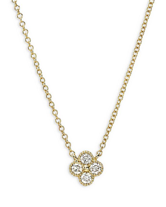 Zoe Lev 14K Yellow Gold Large Diamond Clover Pendant Necklace, 16"