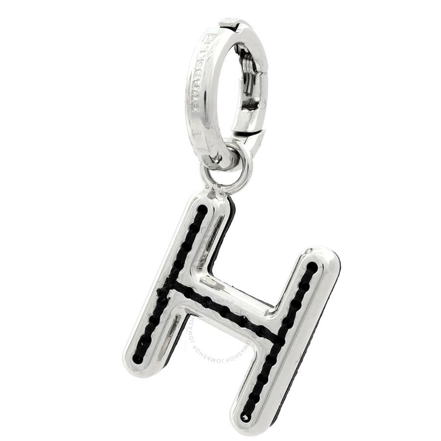 Burberry Leather-Topstitched 'H' Alphabet Charm in Palladium/Back