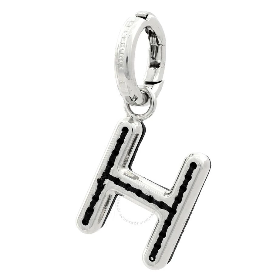 Burberry Leather-Topstitched 'H' Alphabet Charm in Palladium/Back 1