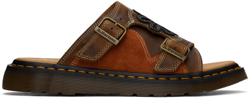 Shop Brown Dayne Suede Appliqué Slides on Sale at BeyondStyle
