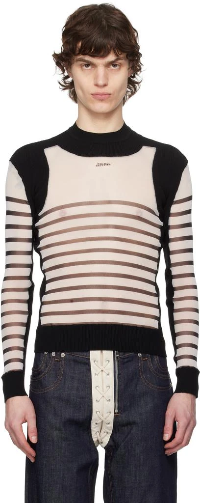 Jean Paul Gaultier White & Black 'The Bi-Material Marinière' Sweater 1