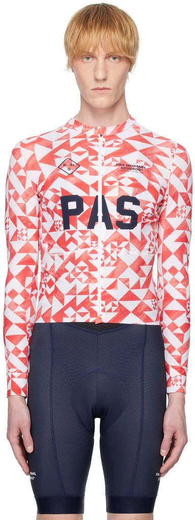 Pas Normal Studios Red & White 'PAS' Mechanism Pro Long Sleeve Jersey T-shirt 1