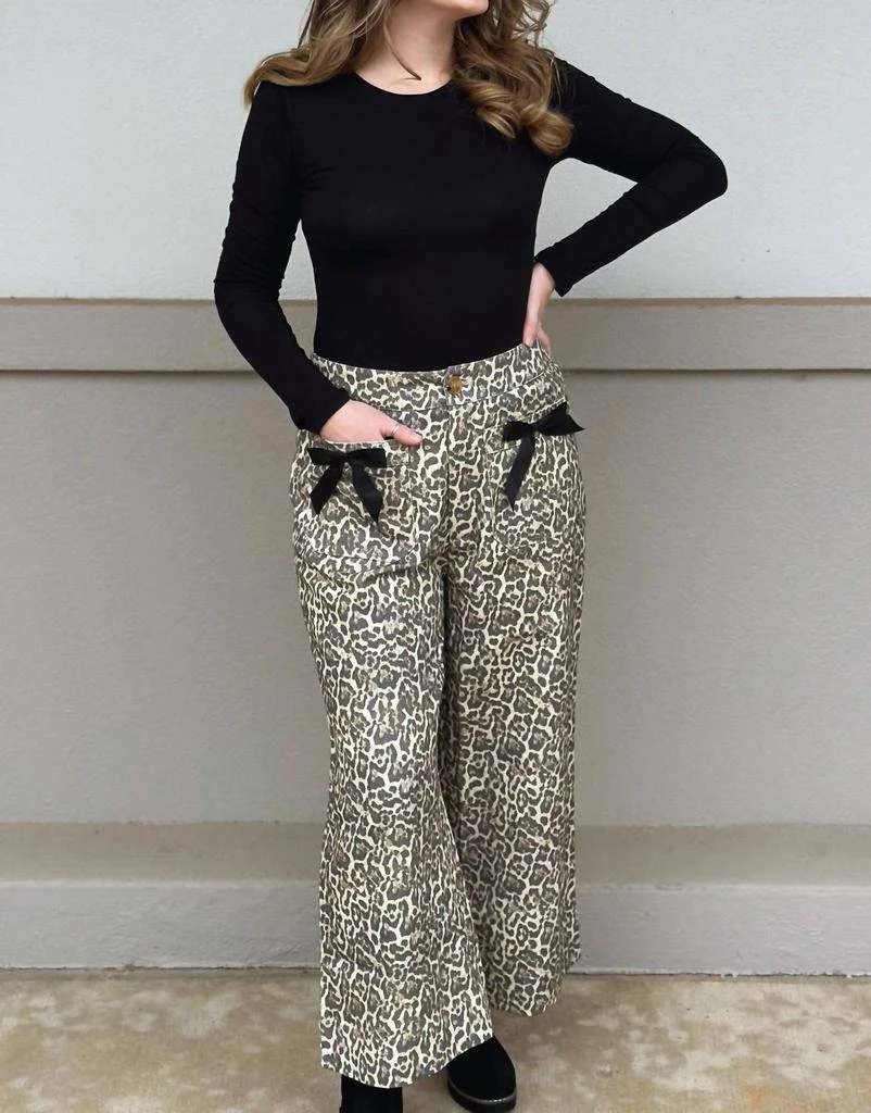 Jodifl Jodifl - Wild Side Leopard Print Denim Wide Leg Pants 1