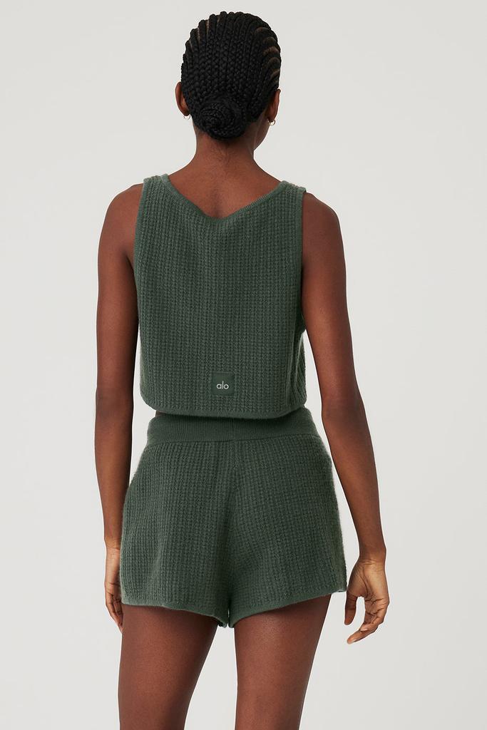Alo Cashmere Plush Waffle Cropped Tank - Dark Cactus