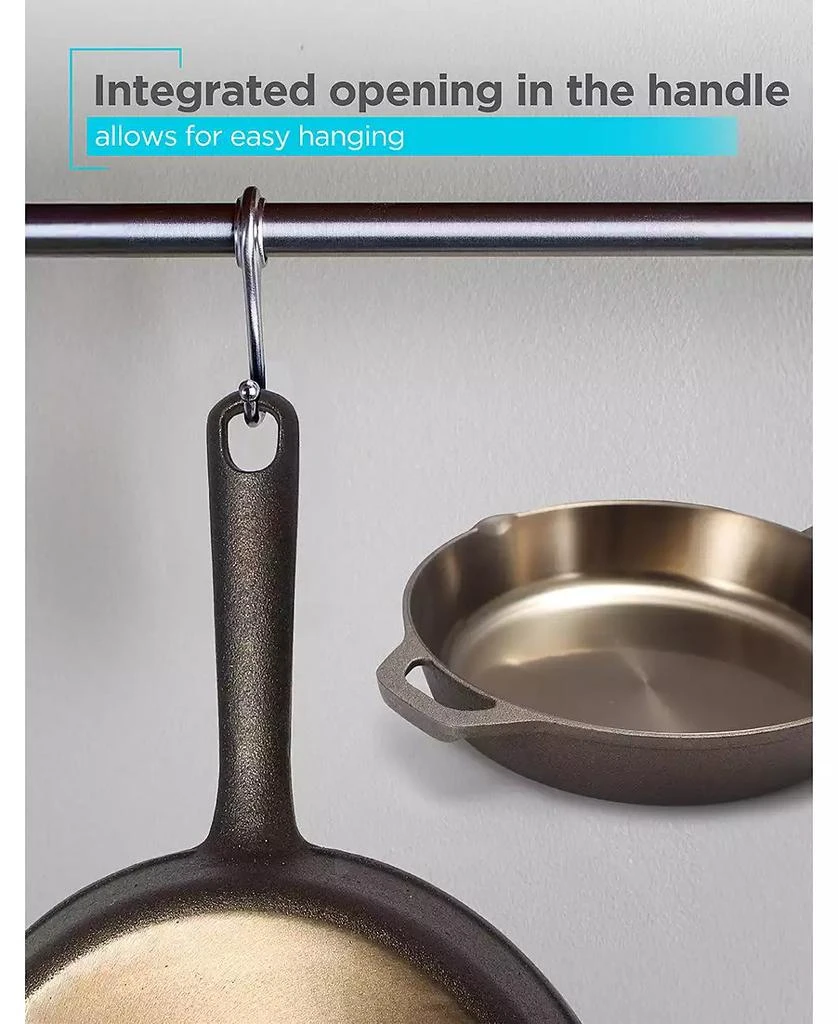 Black & Decker BLACK+DECKER 10.25" Cast Iron Skillet, Pre-Seasoned Frying Pan with Bronze Finish, Polished Interior, Cast Iron Pan Works on All Cooktops Including Induction, Oven & Grill Safe, BDK201BR, Bronze 6