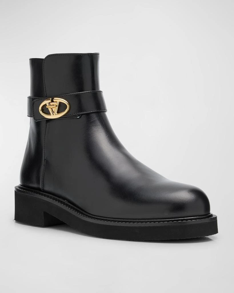 Valentino VLogo Leather Buckle Ankle Booties 3