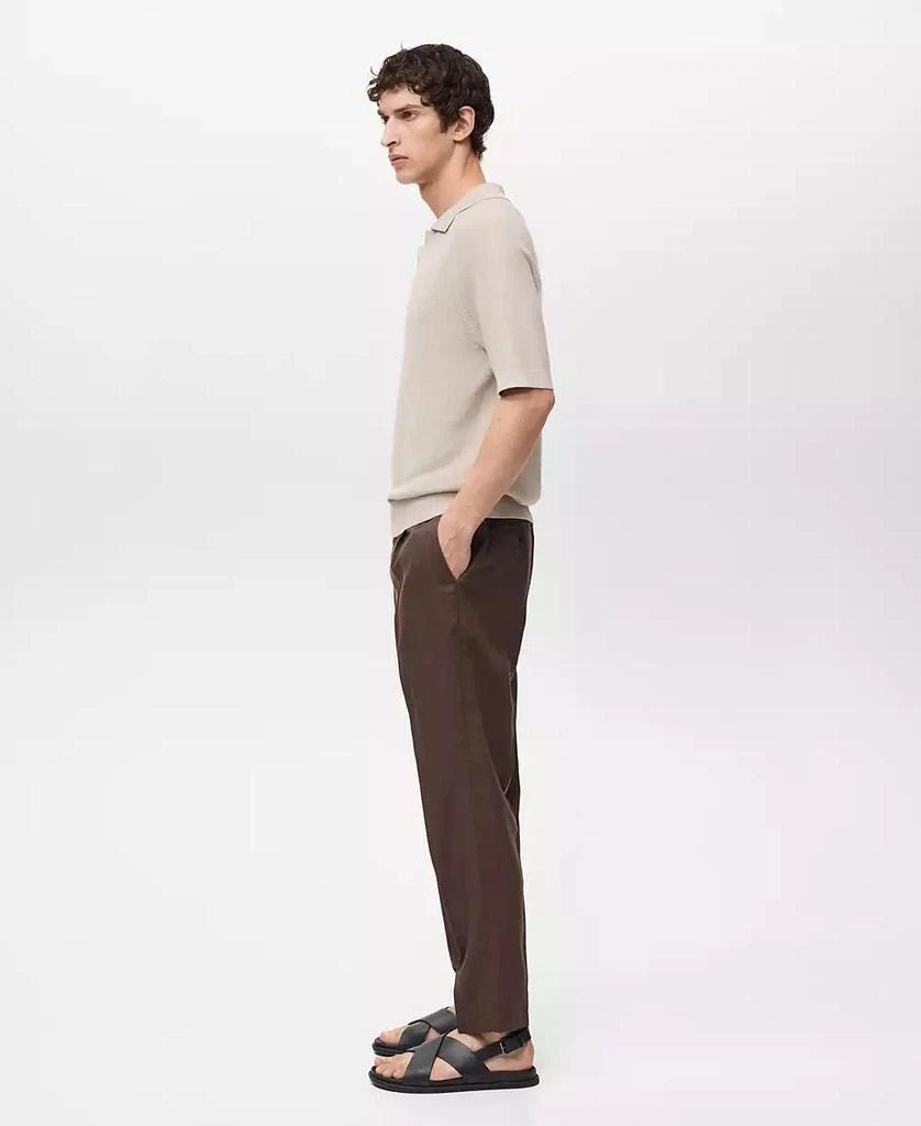 Mango Men's EU Regular-Fit Linen-Blend Pants 4