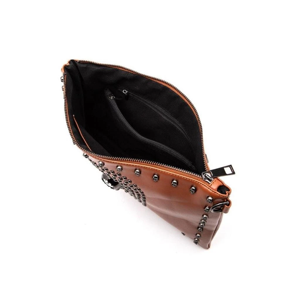 FASHNZFAB Skull Mix Studs Biker Crossbody Clutch Swing Bag 4