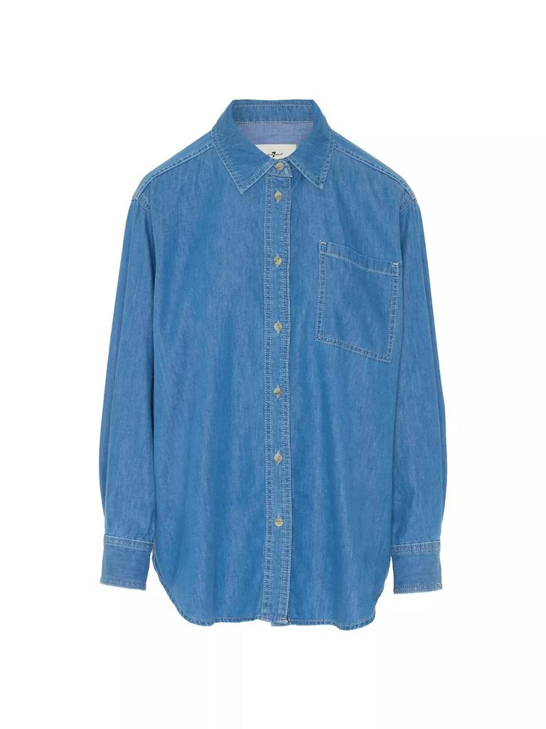 7 For All Mankind Oversized Denim Button-Front Shirt 1