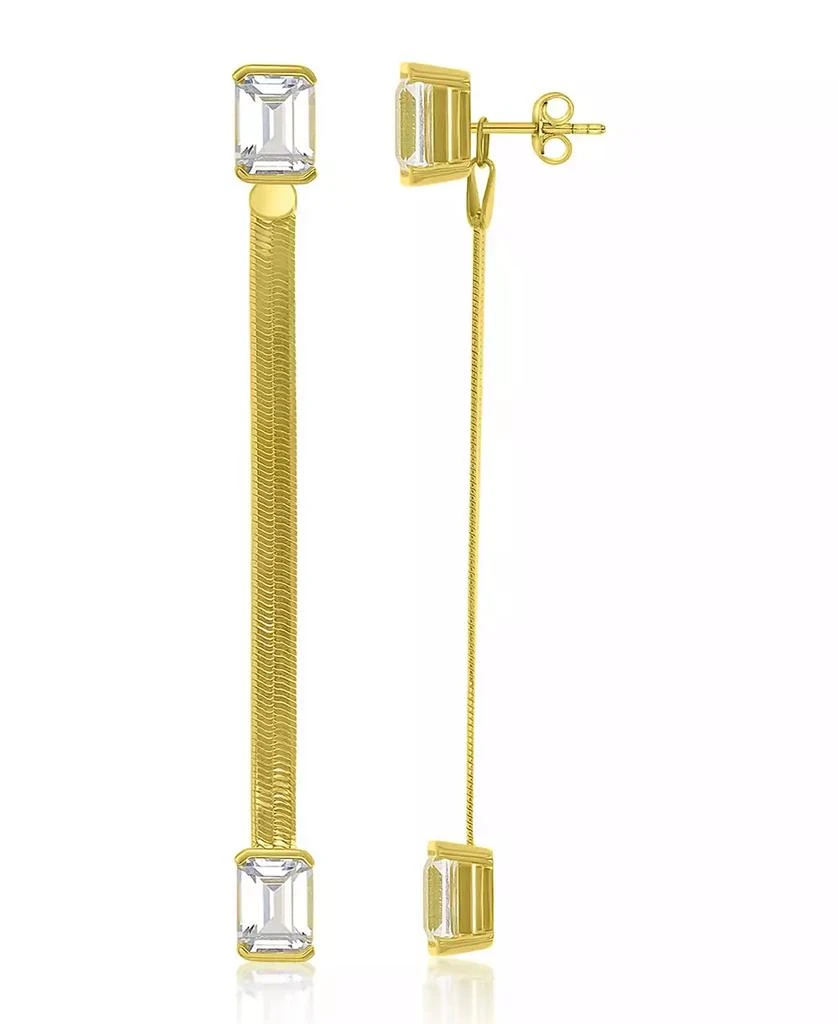 Macy
s Created White Sapphire Herringbone Chain Dangling Earrings in 14k Yellow Gold Over Sterling Silver 4