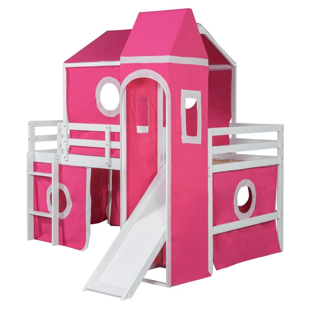 Streamdale Furniture Streamdale Twin Size Loft Bed with Slide Tent and Tower 6