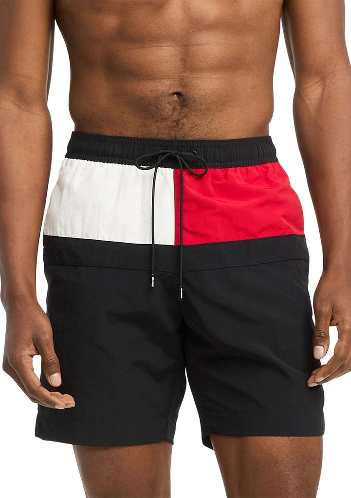 Tommy Hilfiger Drawstring Color Block Swim Trunks
