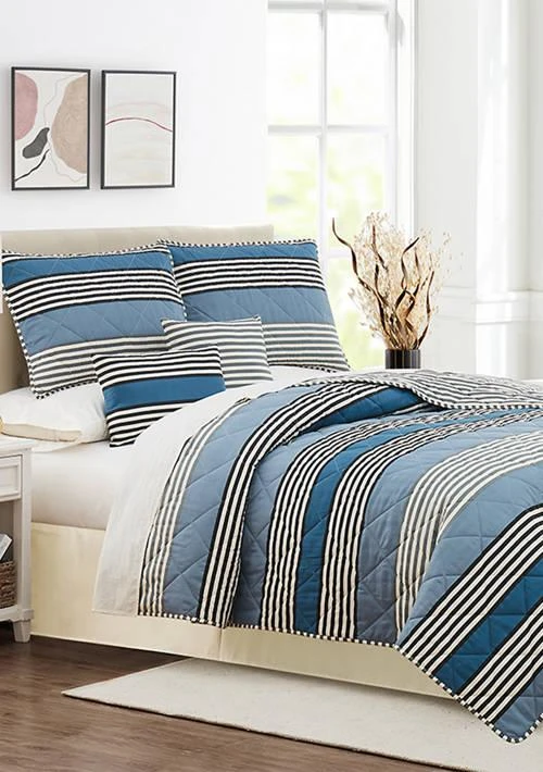 Modern. Southern. Home.™ Southern. Home. Blue Wide Stripe 6 Piece Quilt Set 1