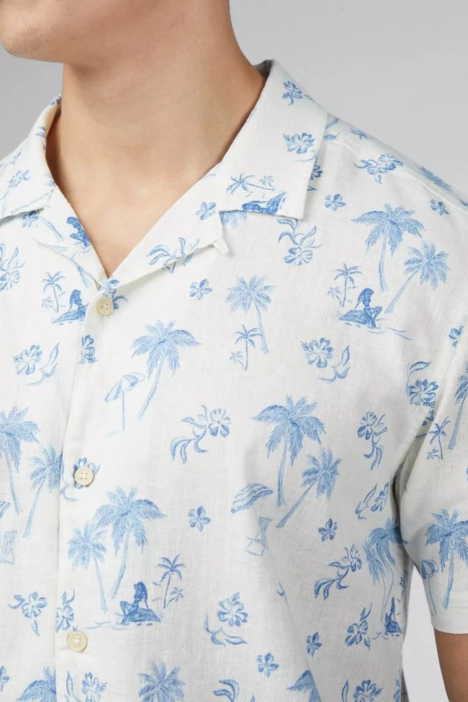 Ben Sherman Ben Sherman Resort Print Linen Blend Short Sleeve Shirt 2