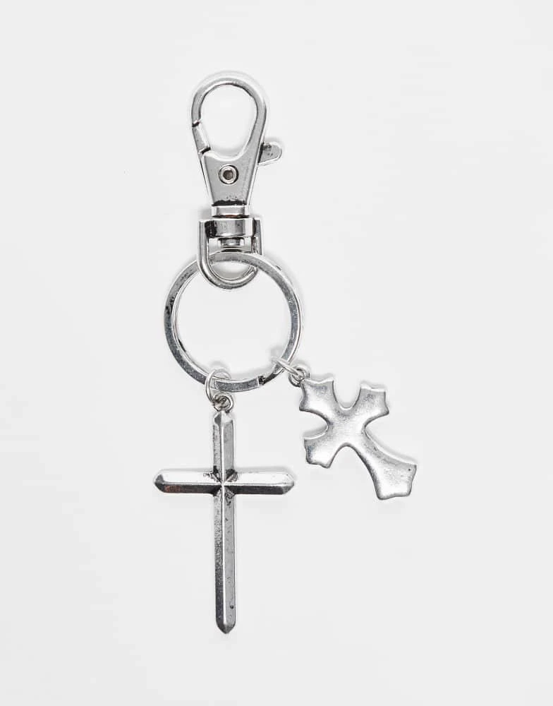Reclaimed Vintage Reclaimed Vintage unisex silver cross bag keyring charm 1