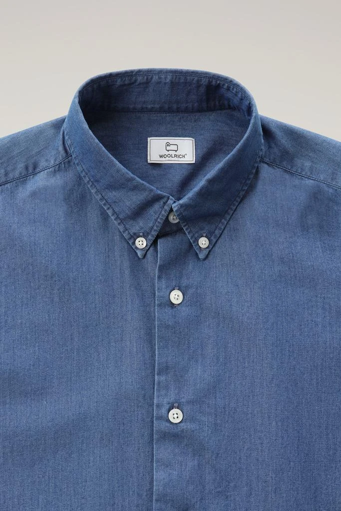 WOOLRICH Chambray Shirt in Pure Cotton - Men - Blue 6