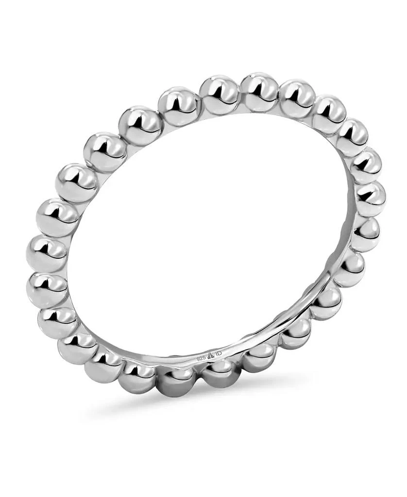 DEVATA Beaded Ball Ring in Rhodium Plated Sterling Silver, Size 3