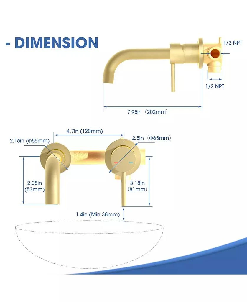 Slickblue Wall Mount Faucet for Bathroom Sink or Bathtub Sleek and Space-Saving Design 8