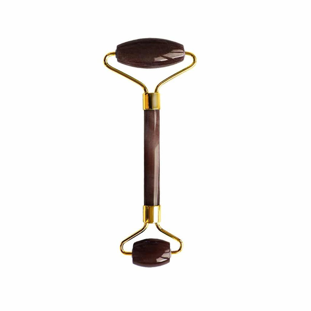 Dr. Botanicals Tiger Eye Harmony and Balancing Facial Roller (Gold Metal Handle)