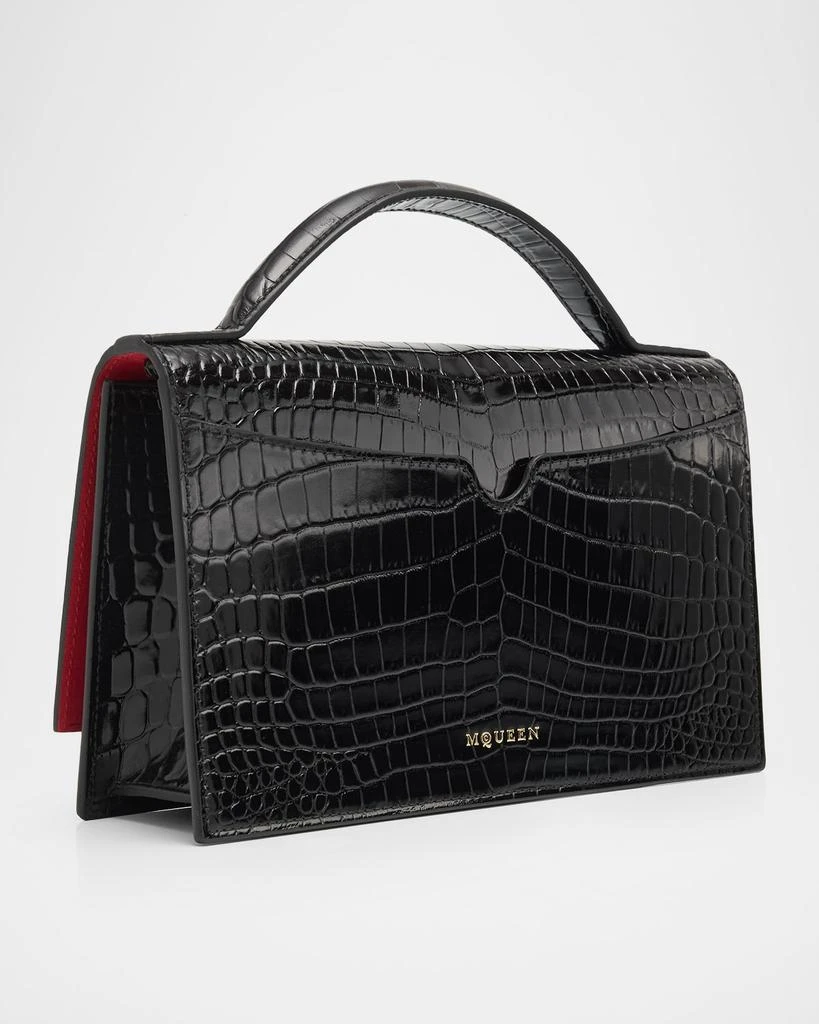 McQueen Skull Croc-Embossed Leather Shoulder Bag 3