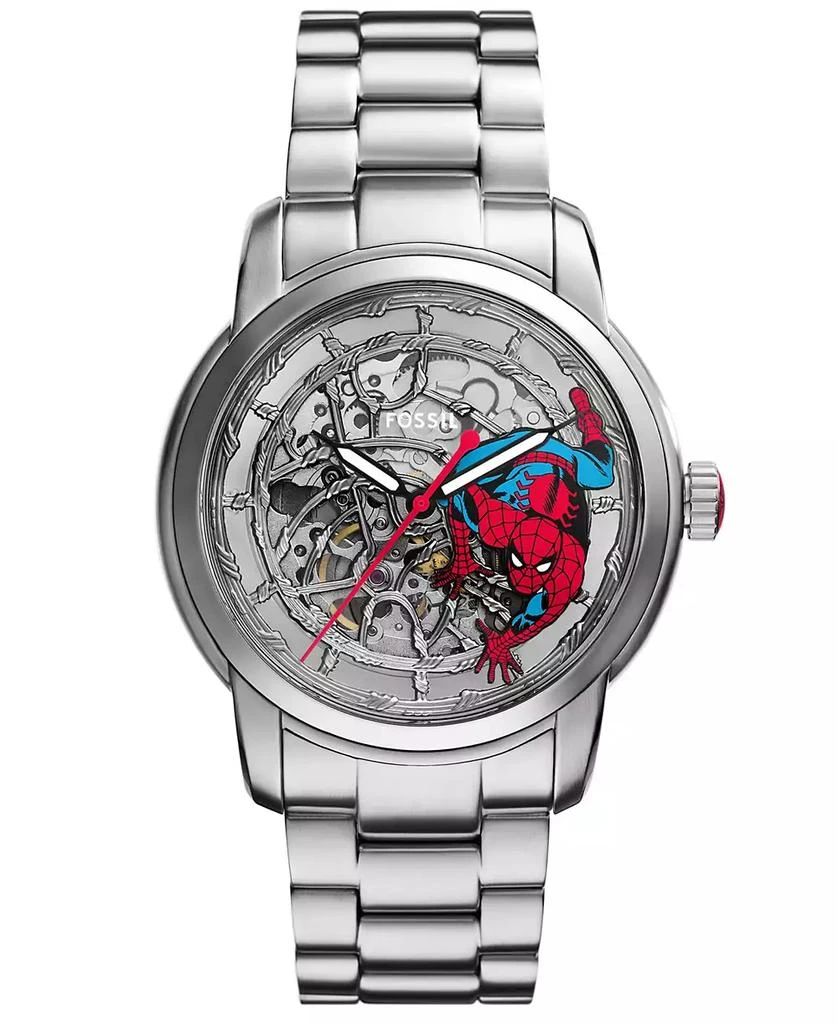 Fossil Unisex Marvel x Limited Edition Automatic Silver Stainless Steel Watch, 43mm 1
