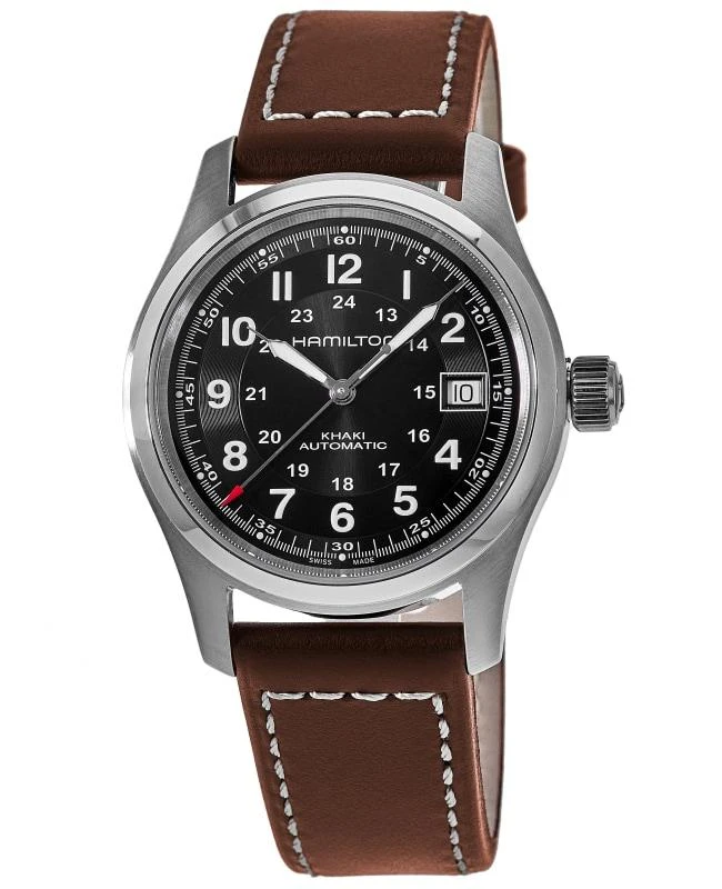 Hamilton Hamilton Khaki Field Auto 38MM Black Dial Leather Strap Men's Watch H70455533 1