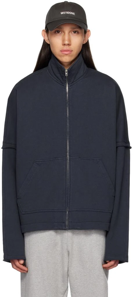 We11done Navy High Neck Zip-Up Sweater 1