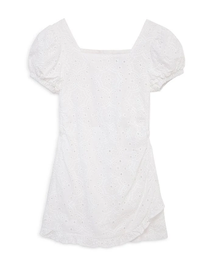 Habitual Girls' Puff Sleeve Faux Wrap Eyelet Romper - Big Kid 1