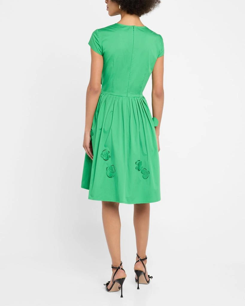 Oscar de la Renta Orchid Cutout Cotton-Twill Sleeveless Midi Dress 3