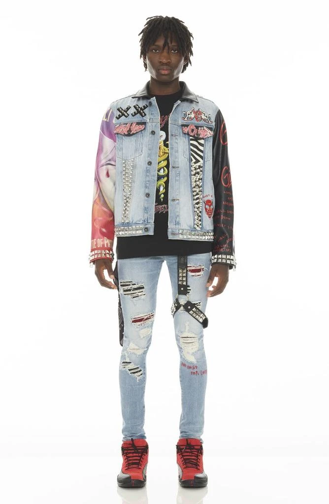 Cult Of Individuality Punk Super Skinny Jeans with Studded Leg Harness 3