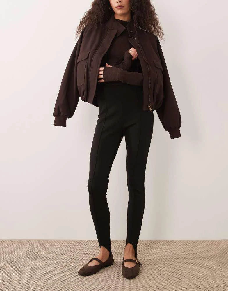 ASOS ASOS DESIGN pintuck stirrup leggings in black