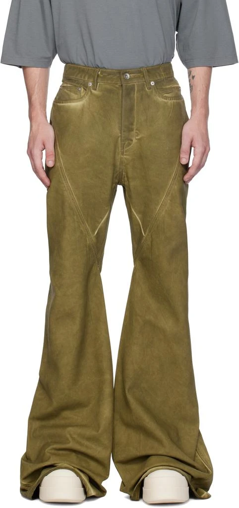 Rick Owens Khaki Porterville Bias Bootcut Jeans 1