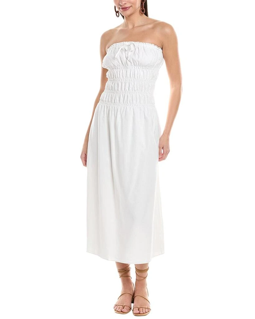 Onia Air Linen Smocked Maxi Dress - White