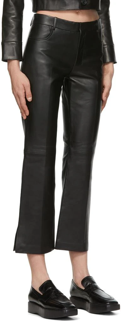 AMI Black Cropped Leather Pants 2