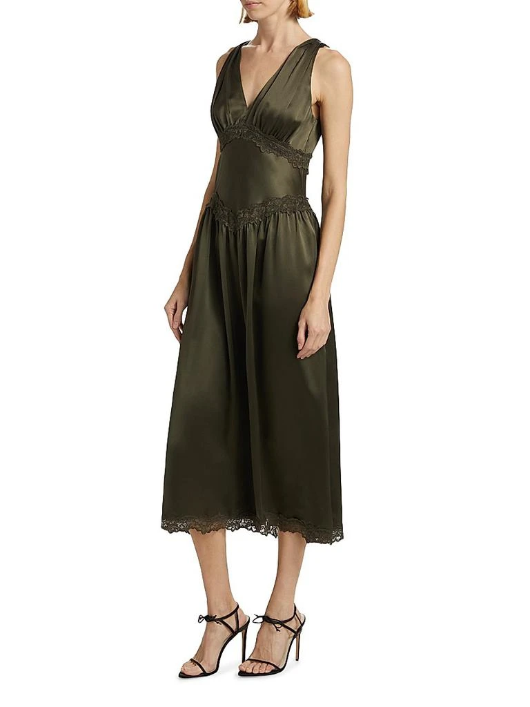 Reformation Stasia Lace-Trim Silk Dress 4