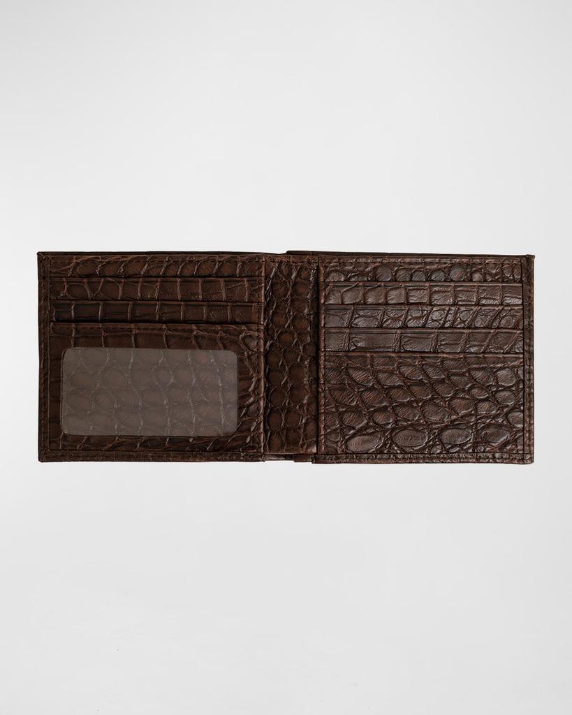 Abas Men's Matte Alligator Leather Bifold Wallet w/ ID Window