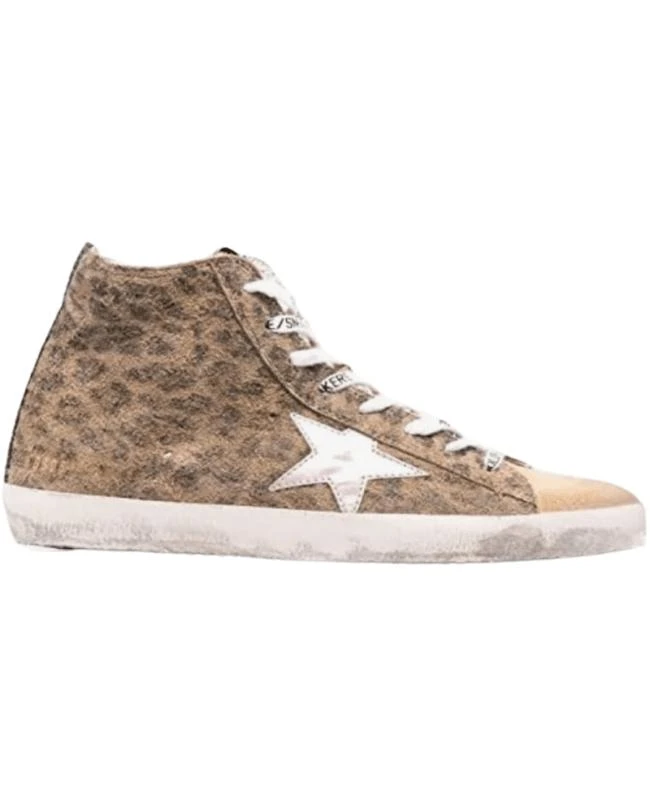 Golden Goose Francy Pink Leather Star and Blue Glitter Heel Tab Women's Sneakers GWF00113.F004742.82357