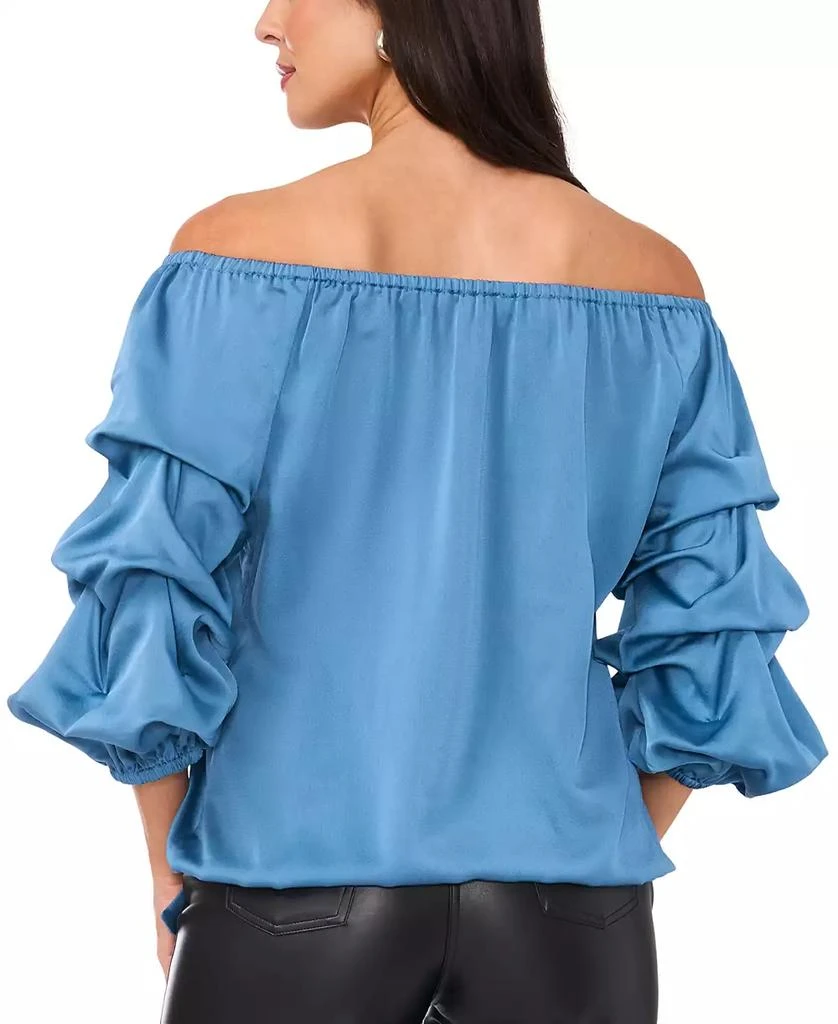 Vince Camuto Women's Off The Shoulder Bubble Sleeve Tie Front Blouse 2