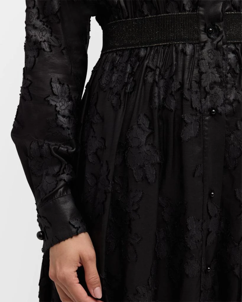 St. John Italian Floral Chinzed Fil Coupe Long-Sleeve Midi Shirtdress 5