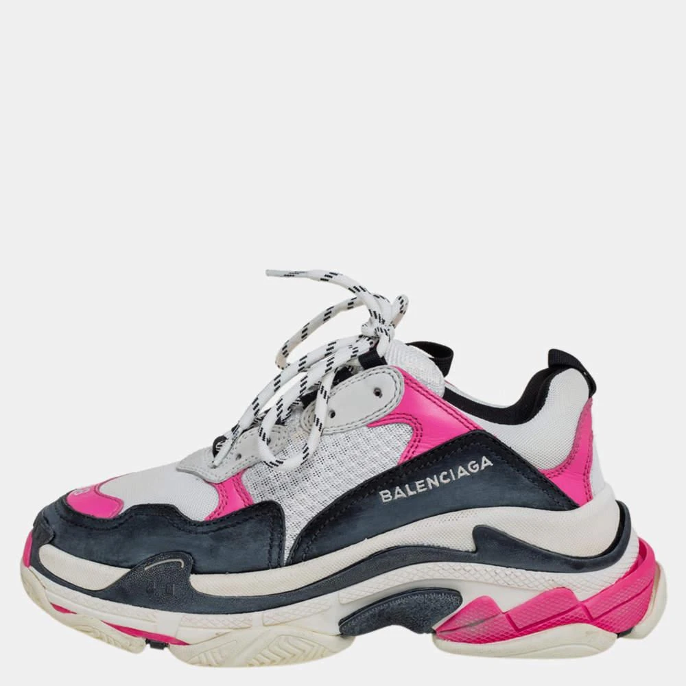 Balenciaga Balenciaga White/Pink Leather And Mesh Triple S Platform Sneakers Size 38 1