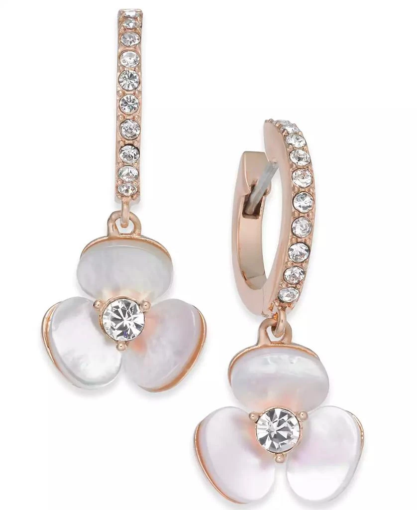 Kate Spade 14k Rose Gold-Plated Pavé 
Mother-of-Pearl Flower Drop Earrings 1