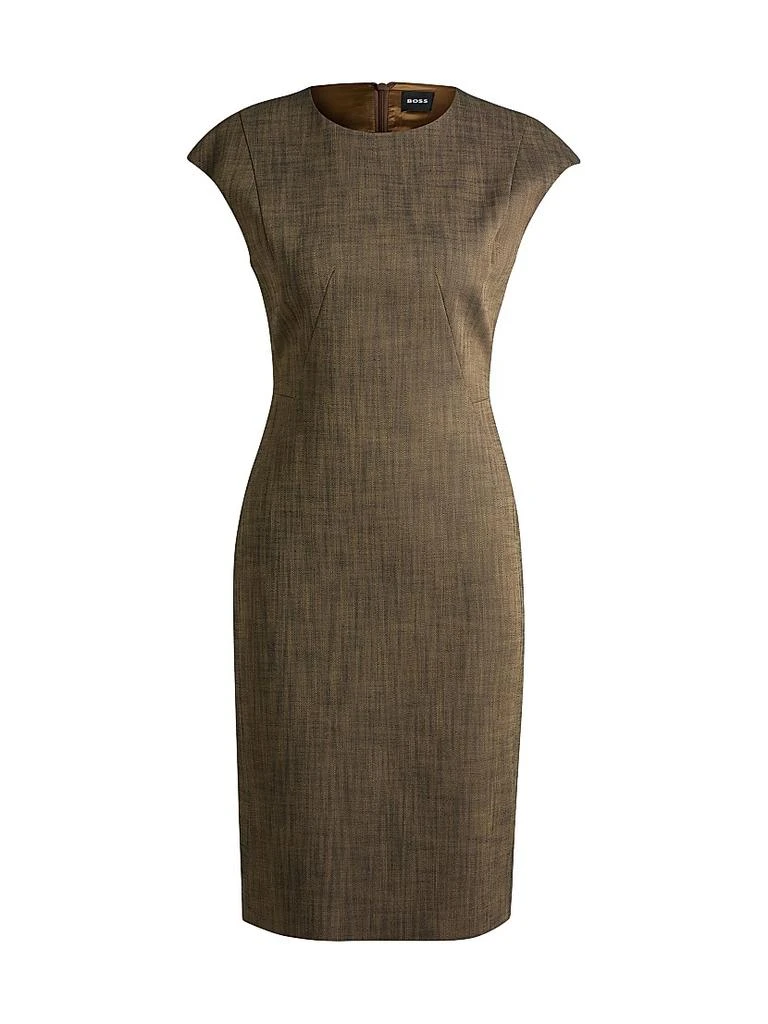 Hugo Boss Cap-Sleeve Dress in Melange Stretch Sharkskin 1