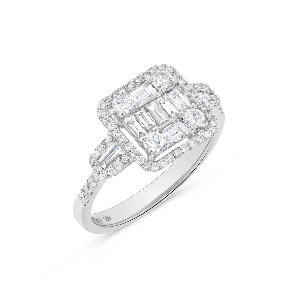 H.J. Namdar 1.03 ct tw Baguette Diamond Cluster Ring 14K White Gold Natural Diamonds Size 6