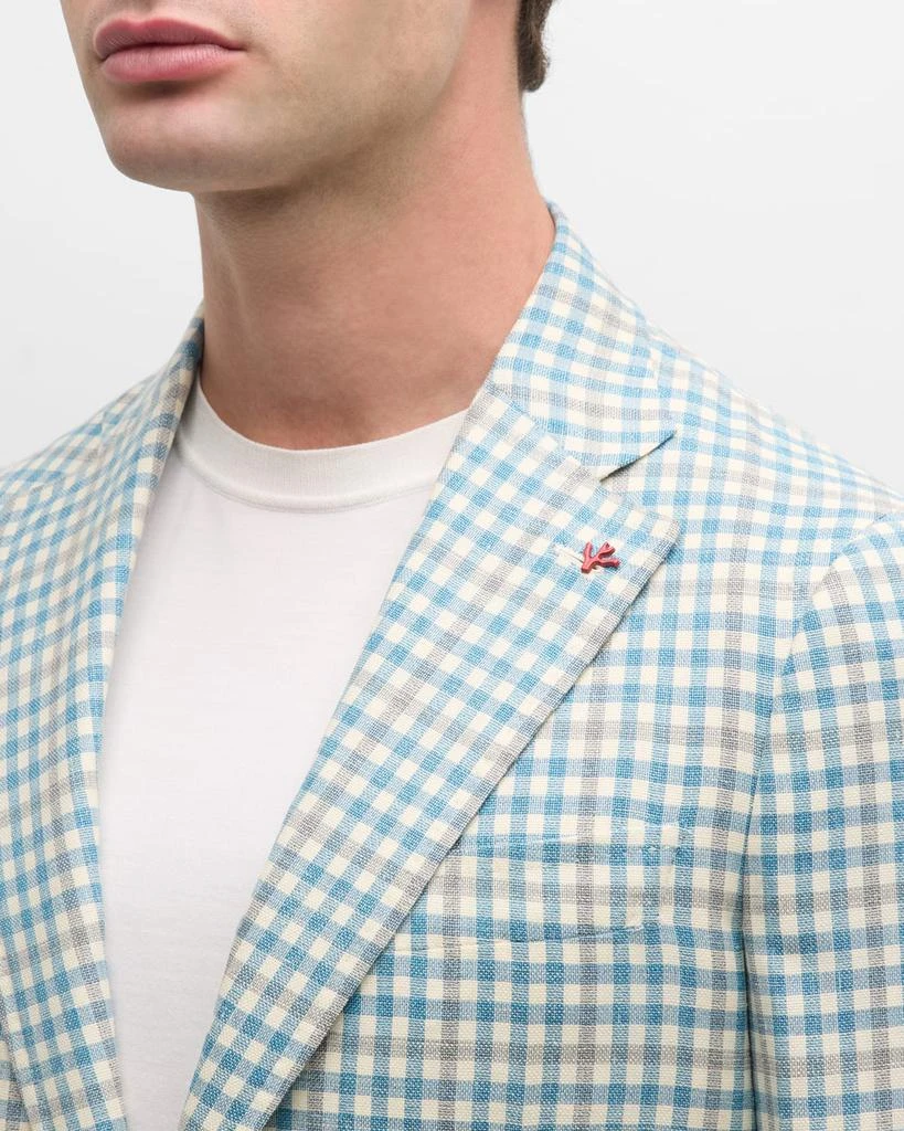 Isaia Men's Check Linen-Blend Sport Coat 7