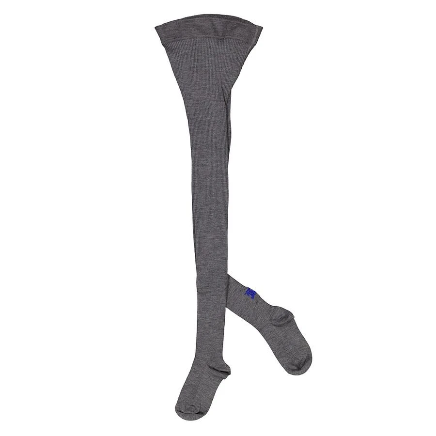 Burberry Mid Grey Wool-Blend Ribbed Tights 2