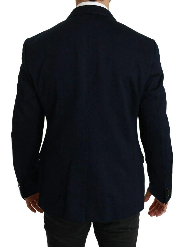 Dolce & Gabbana Dolce & Gabbana Blue Solid Cotton Silk Stretch Jacket Blazer 3